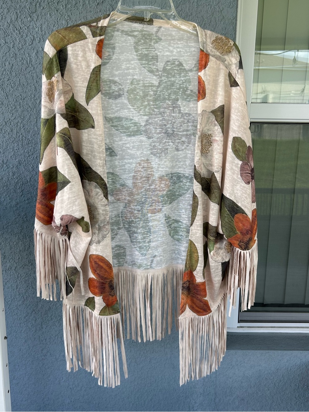 Women’s Floral Fringe Duster Cardigan Open Front Boho Festival Cotton One Size
